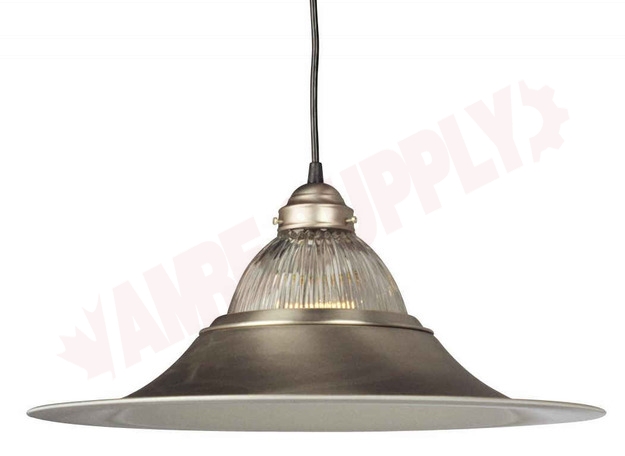 Photo 1 of 811331PWT : Galaxy Lighting 18 Pendant Light Fixture, Pewter Finish, Clear Ribbed Glass, 1x100W