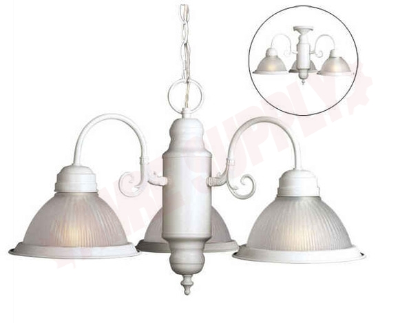 Photo 1 of 831904WH : Galaxy Lighting Acadia 3-Light Chandelier/flush Mount, White, Frost Ribbed, 3x60W
