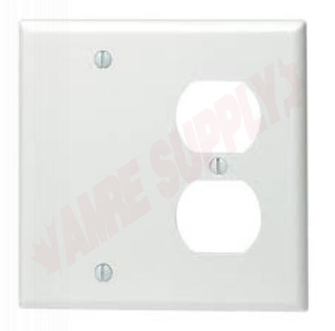 Photo 1 of 88008 : Leviton 1 Blank / 1 Receptacle Combo Wall Plate, 2 Gang, White