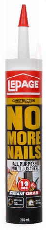 Photo 1 of 02000-0 : LePage No More Nails All Purpose Clear Construction Adhesive, 266mL