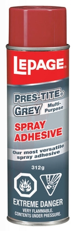 Photo 1 of 01-06831 : LePage Pres-Tite Grey Spray Adhesive, 312g
