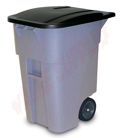 Photo 1 of 9W2700GRAY : Rubbermaid Brute Rollout Container With Lid, Gray, 50 Gal