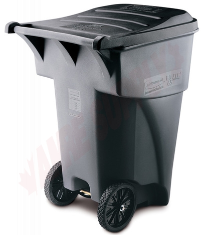 Photo 1 of 9W2200GRAY : Rubbermaid Brute Rollout Container, Gray, 95 Gal
