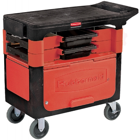 Photo 1 of 618088BLA : Rubbermaid Trades Cart With Cabinet, Black, 330lb