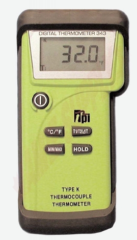 Photo 1 of 343C2 : TPI Dual Input K-type Thermometer Teflon Probe