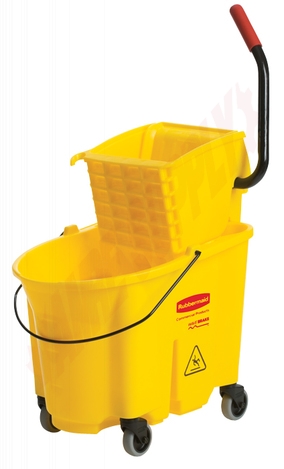 Photo 1 of 758088YEL : Rubbermaid WaveBrake Side Press Combo Mop Bucket, Yellow, 35 Quart