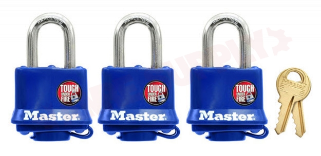 Photo 2 of ML-312TRI : Master Lock 1-9/16 Covered Laminated Padlocks, 3/Pack, Keyed Alike