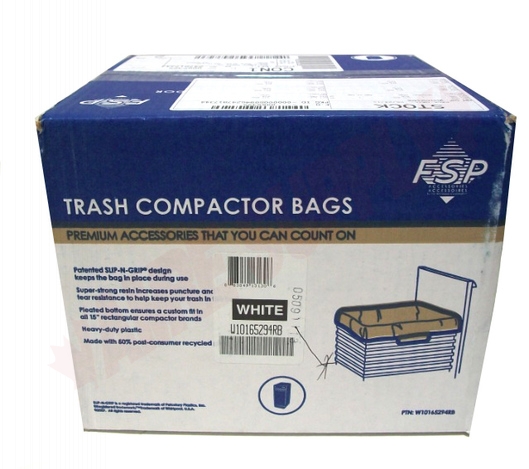 60-pack W10165294RB Trash Compactor Bags - leak-proof trash compactor bags  for kitchen 60-ct 15 inches - Fits 15-inch Rectangular Drawer Compactors