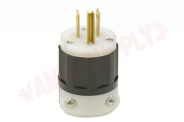 Photo 1 of 5266-C : Leviton Male End, Grounded, Black & White Industrial Grade Connector, Straight Blade