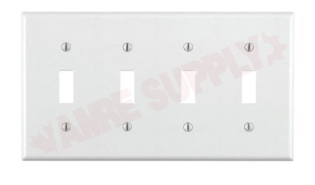 Photo 1 of 88012 : Leviton Toggle Switch Wall Plate, 4 Gang, White