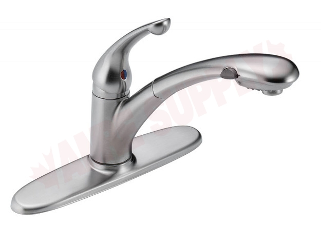 Photo 1 of 470-AR-DST : Delta Signature Single Handle Pull-Out Kitchen Faucet, Arctic Stainless