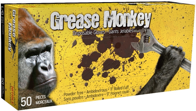 Photo 3 of 5555PF-M : Watson Grease Monkey Black Nitrile Powder Free Gloves, 8 mil, Medium, 50/Box