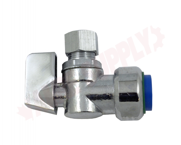 Photo 1 of 69740 : LynCar 1/2 Push Fit x 3/8 Compression Angle Easygrip Shut Off Valve