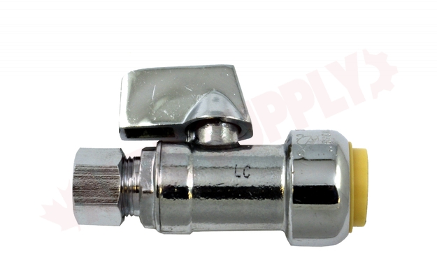 Photo 1 of 69742 : LynCar 1/2 Push Fit x 3/8 Compression Straight Easygrip Shut Off Valve