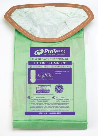 Photo 2 of 107314 : ProTeam Vacuum Bags, Fit Backback Pro 6, Micro Filter, 10/Pack