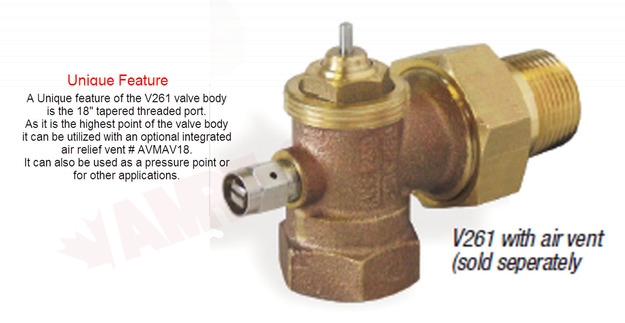 Photo 2 of V261-12N-EV1.0 : Spartan 2-Way Angled Zone Valve Body & EV 1.0 Cv Cartridge for Steam up to 15PSI 1/2 FNPT Inlet x 1/2 MNPT Union Outlet