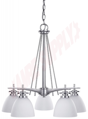 Photo 1 of ICH256A05BPT : Canarm New Yorker 5-Light Chandelier, Brushed Pewter, Flat Opal, 5x100W