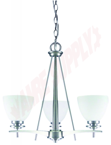 Photo 1 of ICH256A03BPT : Canarm New Yorker 3-Light Chandelier, Brushed Pewter, Flat Opal, 3x100W