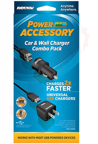 Photo 4 of PSUSB-2A : Rayovac USB Car & Wall Charger Combo