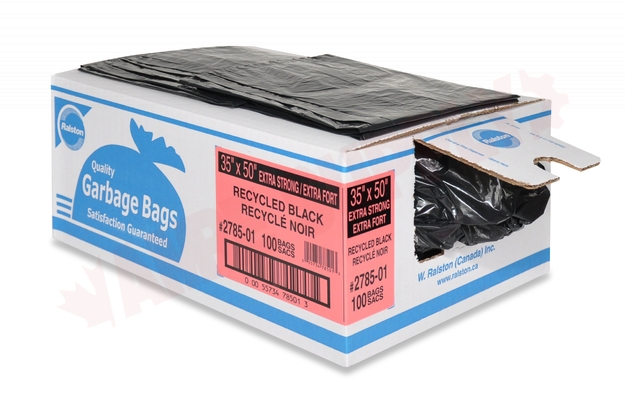 Photo 1 of 2764-01 : Black Recycled Garbage Bags 35 x 47 Regular Strength 200/Case