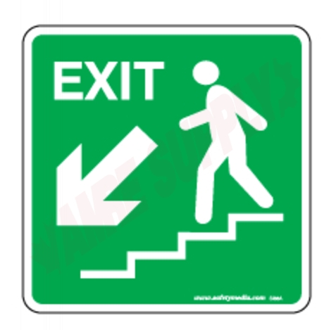 Photo 1 of SI88A : Safety Media Stairwell Exit Sign, Down/Left, Plastic, 8 x 8